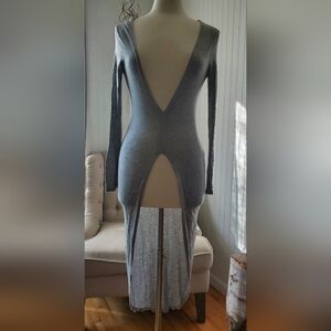 Grey Long Sleeve Cover Dress